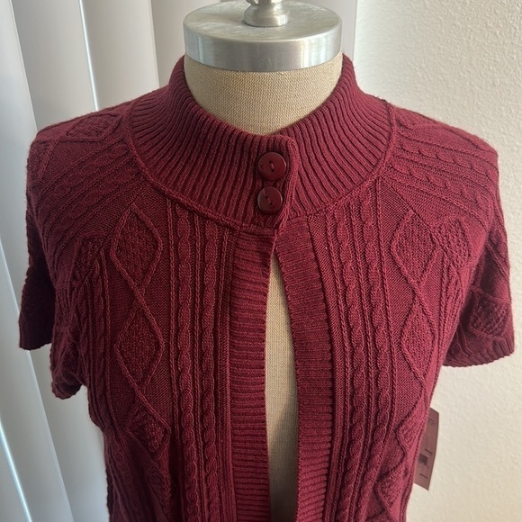 ELEMENTZ TWO BUTTON MOCK NECK OPEN CARDIGAN SZ L CAREER EVERYDAY - Picture 1 of 10